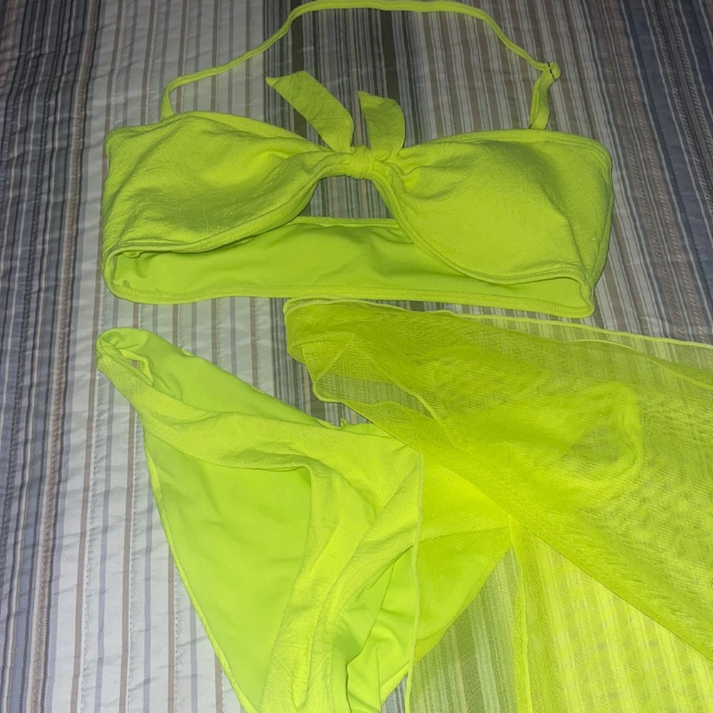 Two piece bathing suit with cover up